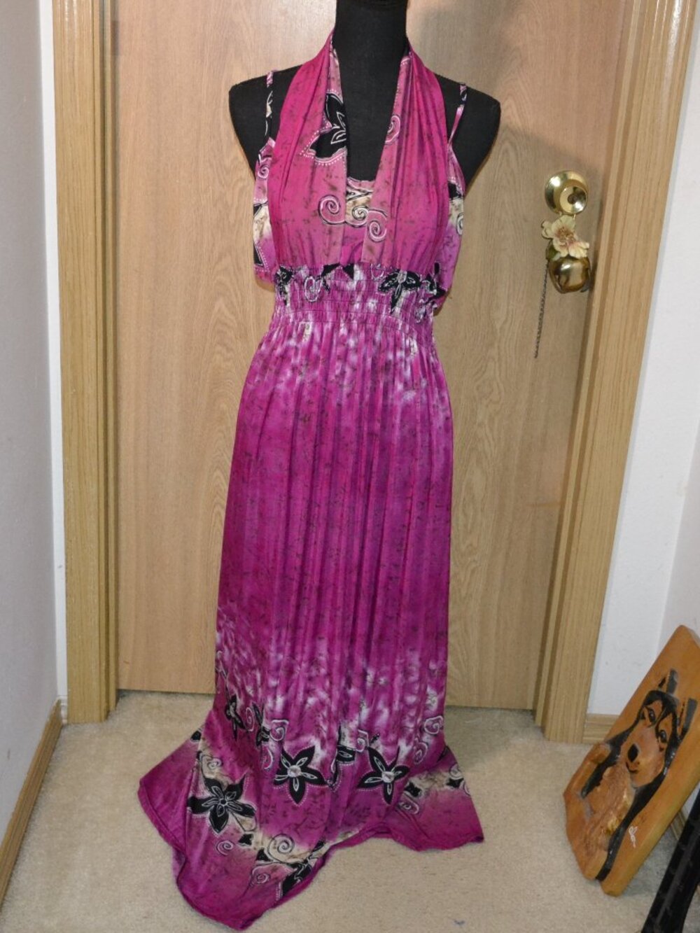 Boho Dream Goddess Halter Dress Tropical Island Floral Beachy Resortwear - Picture 3 of 13